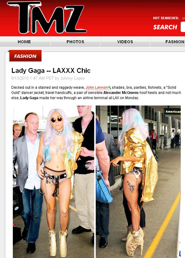 Lady Gaga desfila de calcinha, sutiã e algemas em aeroporto